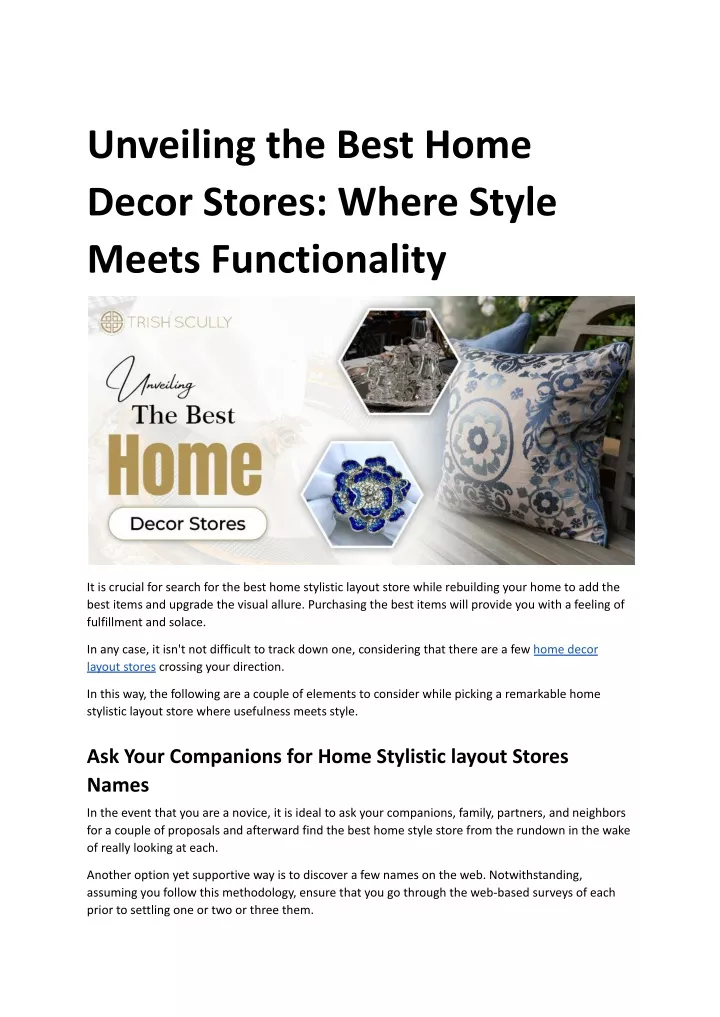 PPT - Unveiling the Best Home Decor Stores_ Where Style Meets Functionality.docx PowerPoint 