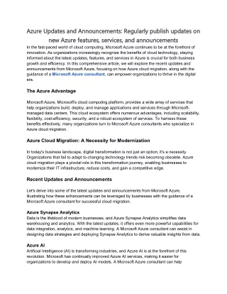 Azure Updates and Announcements_ Regularly publish updates on new Azure features, services, and announcements