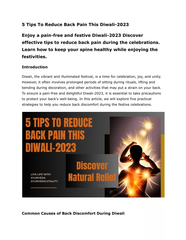 5 tips to reduce back pain this diwali 2023