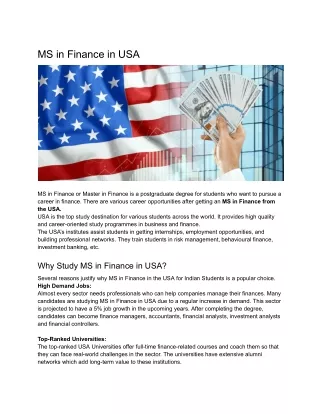 A Reason to do MS in Finance in USA with MOEC