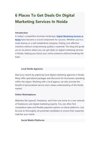 6 Places To Get Deals On Digital Marketing Services In Noida