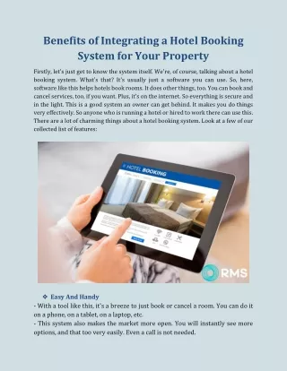 Benefits of Integrating a Hotel Booking System for Your Property