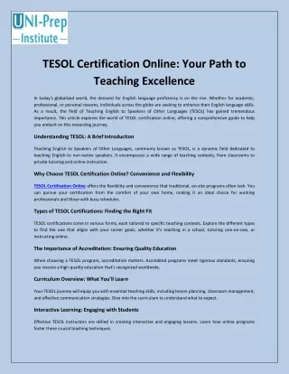TESOL Certification Online: Your Path to Teaching Excellence