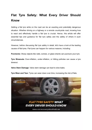 Flat Tyre Safety What Every Driver Should Know