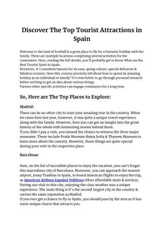 Discover The Top Tourist Attractions in Spain