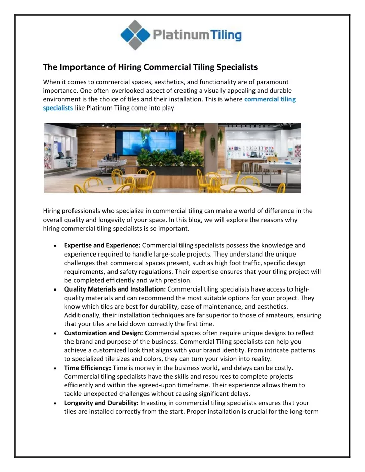 the importance of hiring commercial tiling