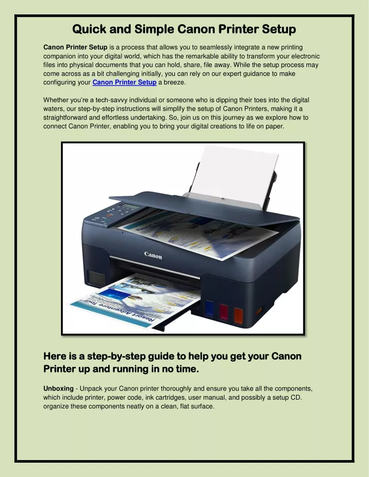 quick and simple canon printer setup quick