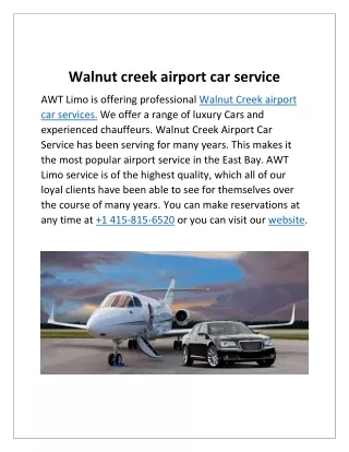Walnut Creek Airport Car Services - AWT Limo