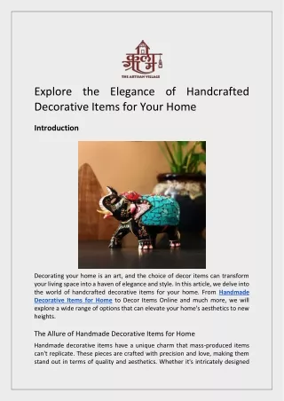 Explore the Elegance of Handcrafted Decorative Items for Your Home