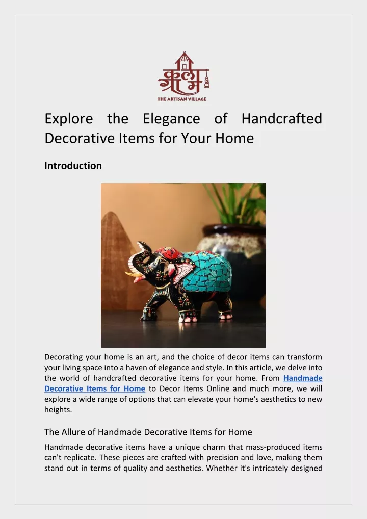 explore the elegance of handcrafted decorative