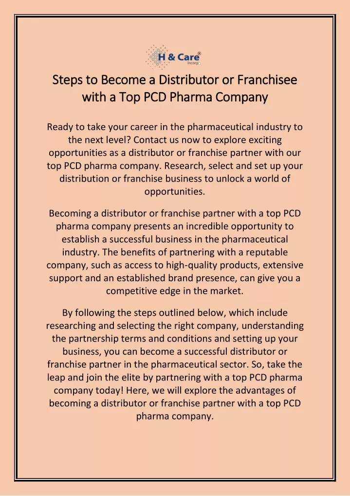 steps to become a distributor or franchisee steps