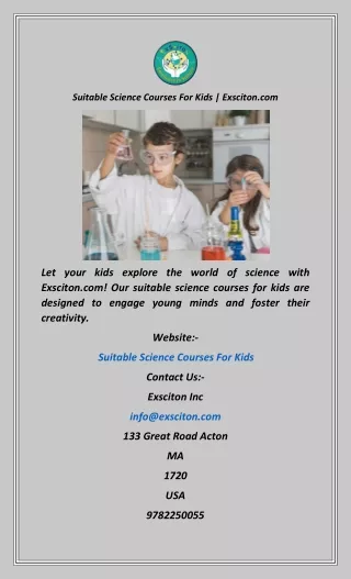 Suitable Science Courses For Kids  Exsciton