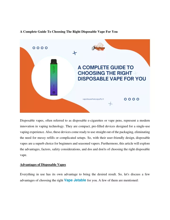 a complete guide to choosing the right disposable