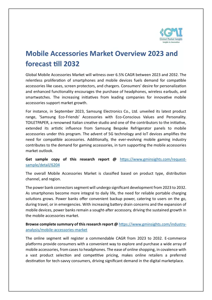 mobile accessories market overview 2023