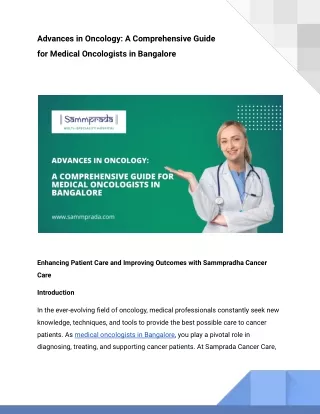 Advances in Oncology_ A Comprehensive Guide for Medical Oncologists in Bangalore (1)