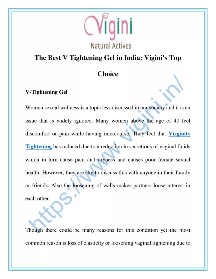 the best v tightening gel in india vigini s top