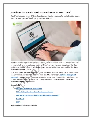 why should you invest in wordpress development