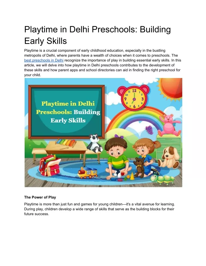 playtime in delhi preschools building early skills