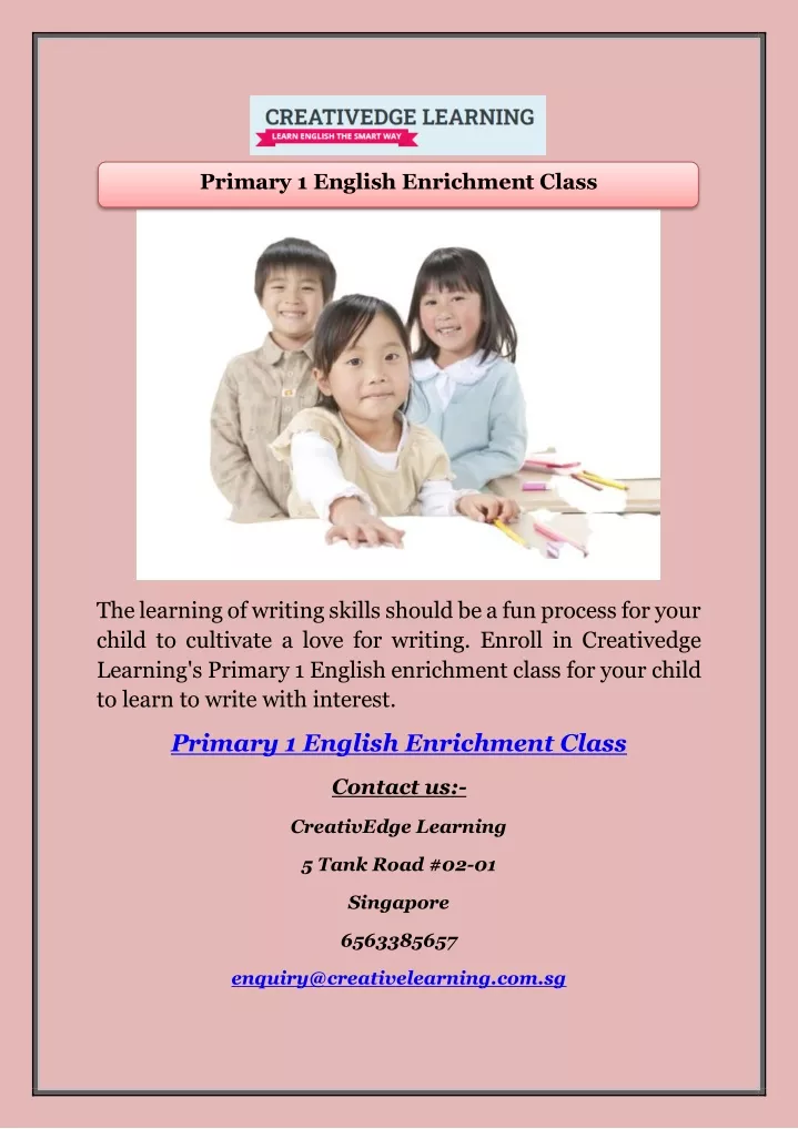 primary 1 english enrichment class