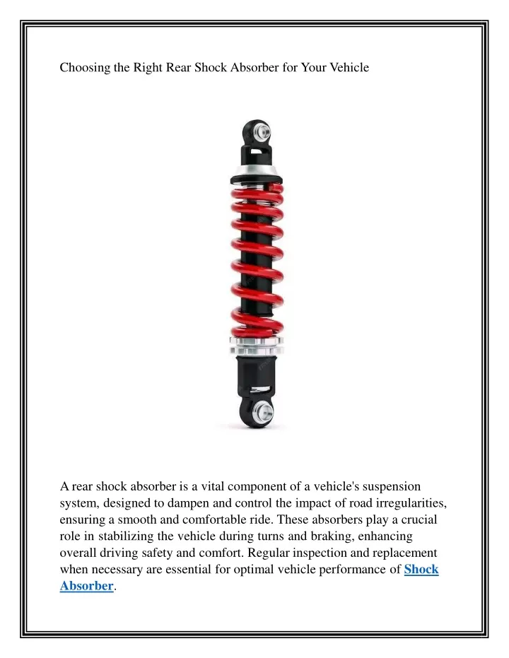 choosing the right rear shock absorber for your