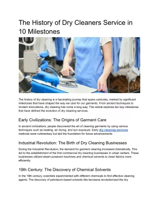 The History of Dry Cleaners Service in 10 Milestones