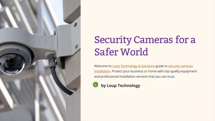 security cameras for a safer world