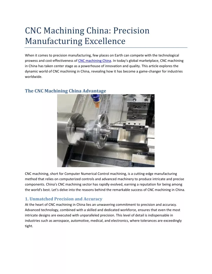 cnc machining china precision manufacturing