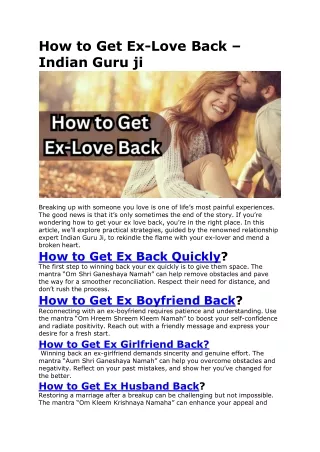 how to get ex love back indian guru ji