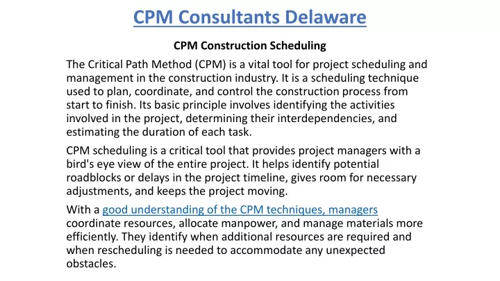 cpm consultants delaware