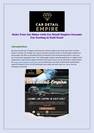 Ceramic Car Coating in Gold Coast By Car Detail Empire