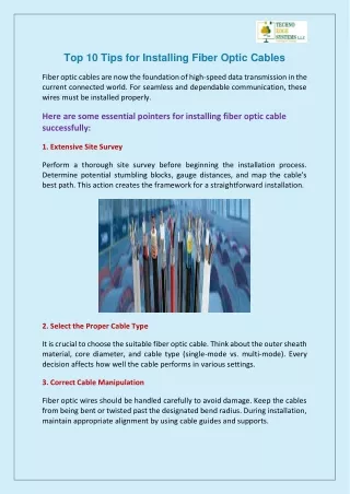 top 10 tips for installing fiber optic cables