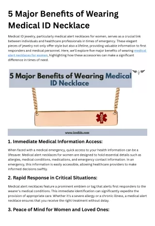 5 Major Benefits of Wearing Medical ID Jewelry