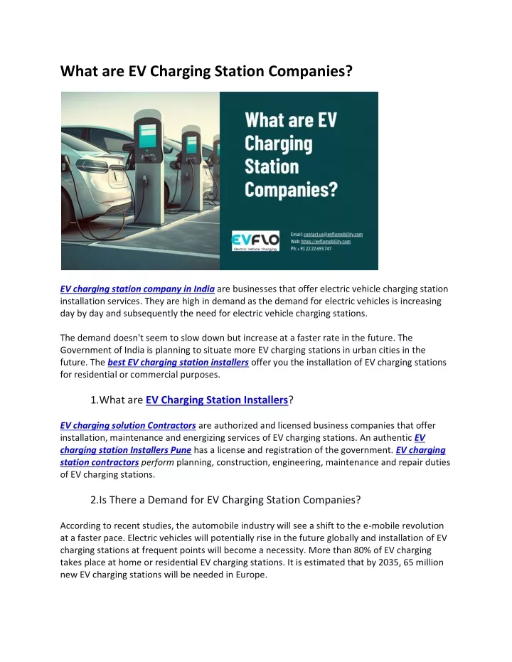 what are ev charging station companies