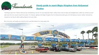 Handy guide to reach Magic Kingdom from Hollywood Studios