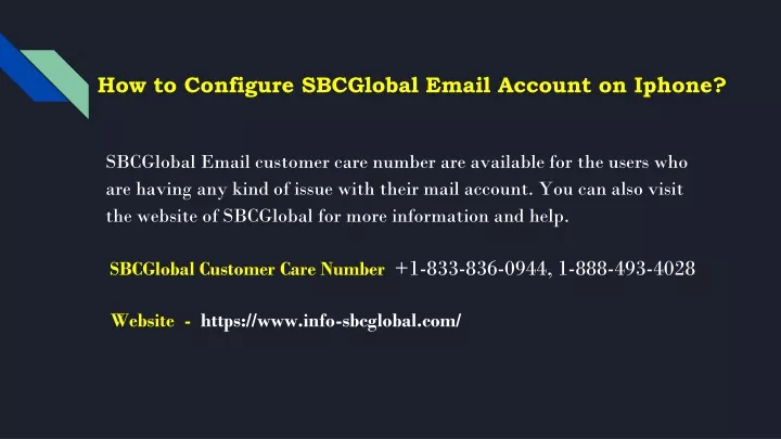 how to configure sbcglobal email account on iphone