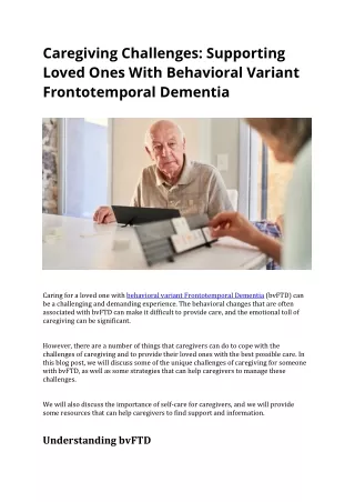 Supporting Loved Ones With Behavioral Variant Frontotemporal Dementia