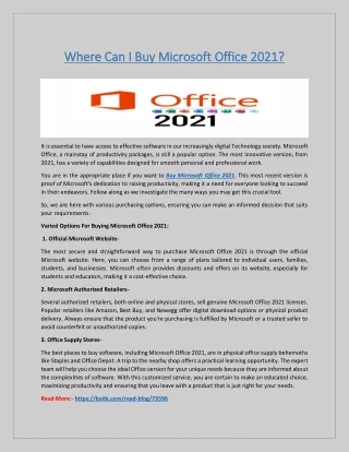 Where Can I Buy Microsoft Office 2021?