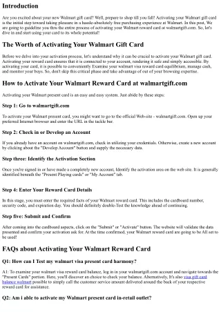 Get Ready to buy: Activating Your Walmart Reward Card at walmartgift.com