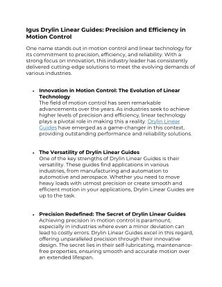 Igus Drylin Linear Guides: Precision and Efficiency in Motion Control