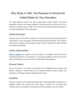 Why Study in USA: Top Reasons to Choose the United States for Your Education