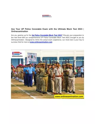 Up Police Constable Mock Test 2023s