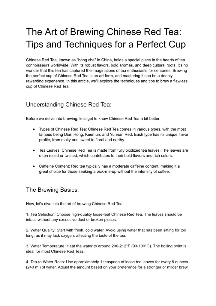 the art of brewing chinese red tea tips