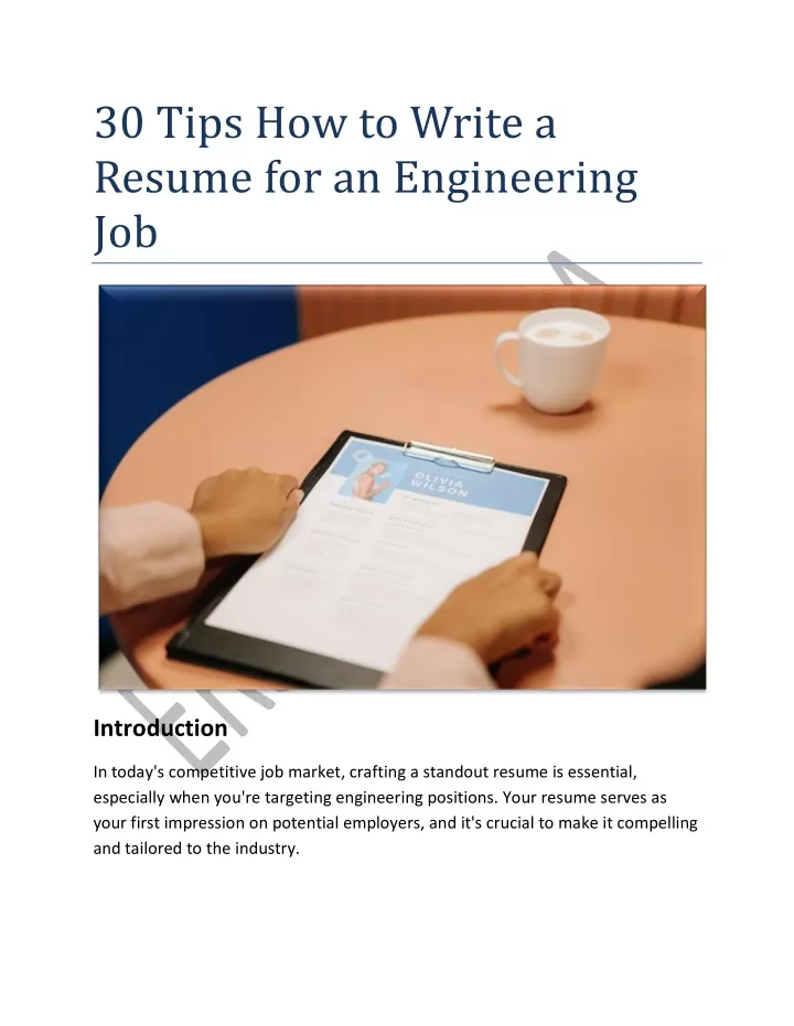 30 tips how to write a resume for an engineering