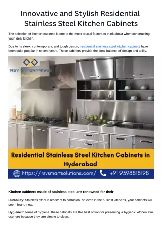 Innovative and Stylish Residential Stainless Steel Kitchen Cabinets