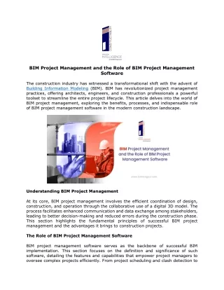 BIM Project Management and the Role of BIM Project Management Software