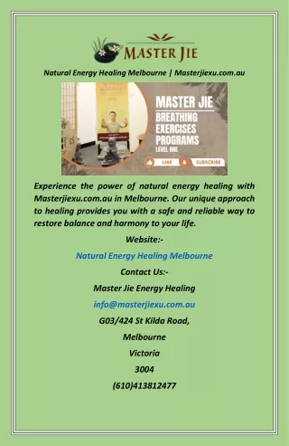 Natural Energy Healing Melbourne  Masterjiexu.com