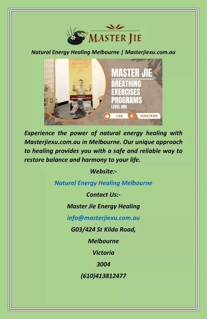 natural energy healing melbourne masterjiexu