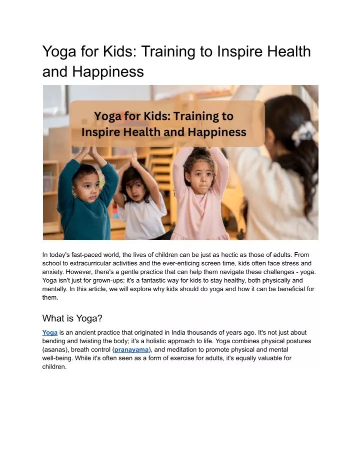 yoga for kids training to inspire health