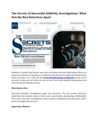 The Secrets of Successful Infidelity Investigations: What Sets the Best Detectiv