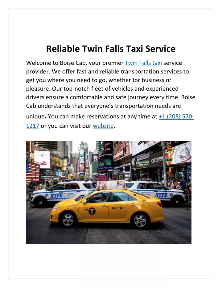 reliable twin falls taxi service